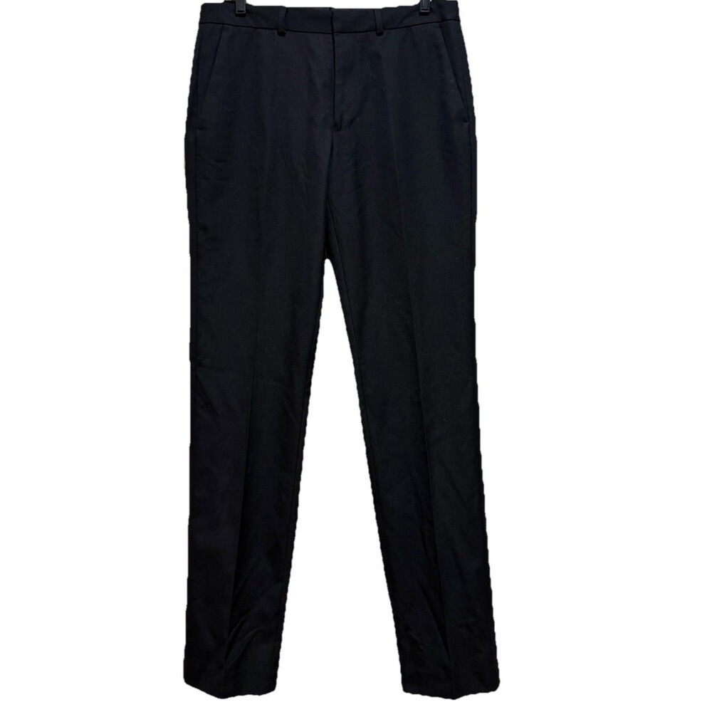 Topman Mens 32x32 Black Slim Fit Dress Pants Flat Front Formal Trousers Suitwear